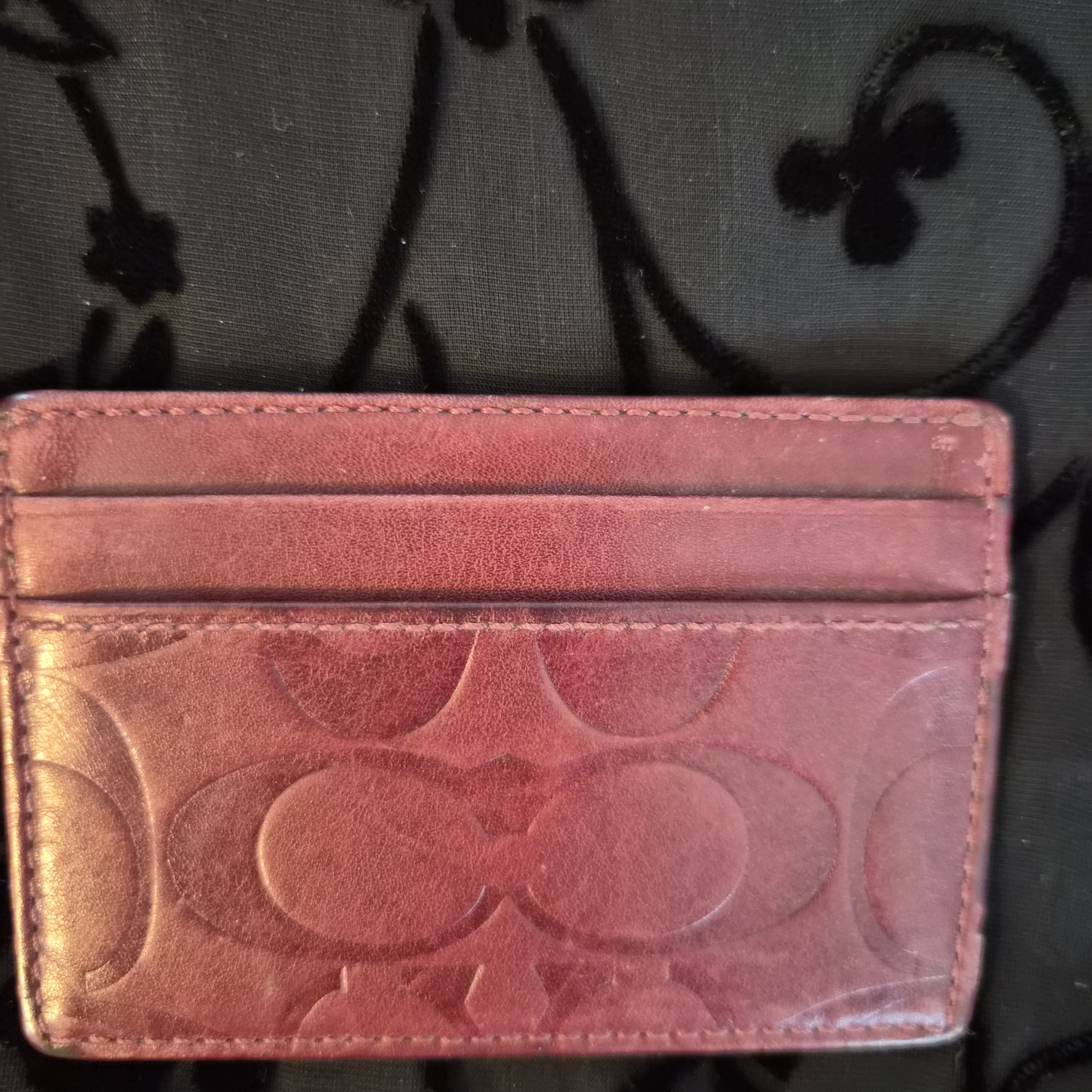 Coach Red Leather Logo Card Holder Coach Red Leather Logo Card Holder